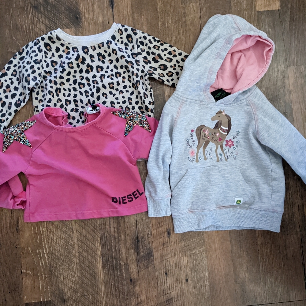 Designer toddler girls sweatshirt and vest bundle